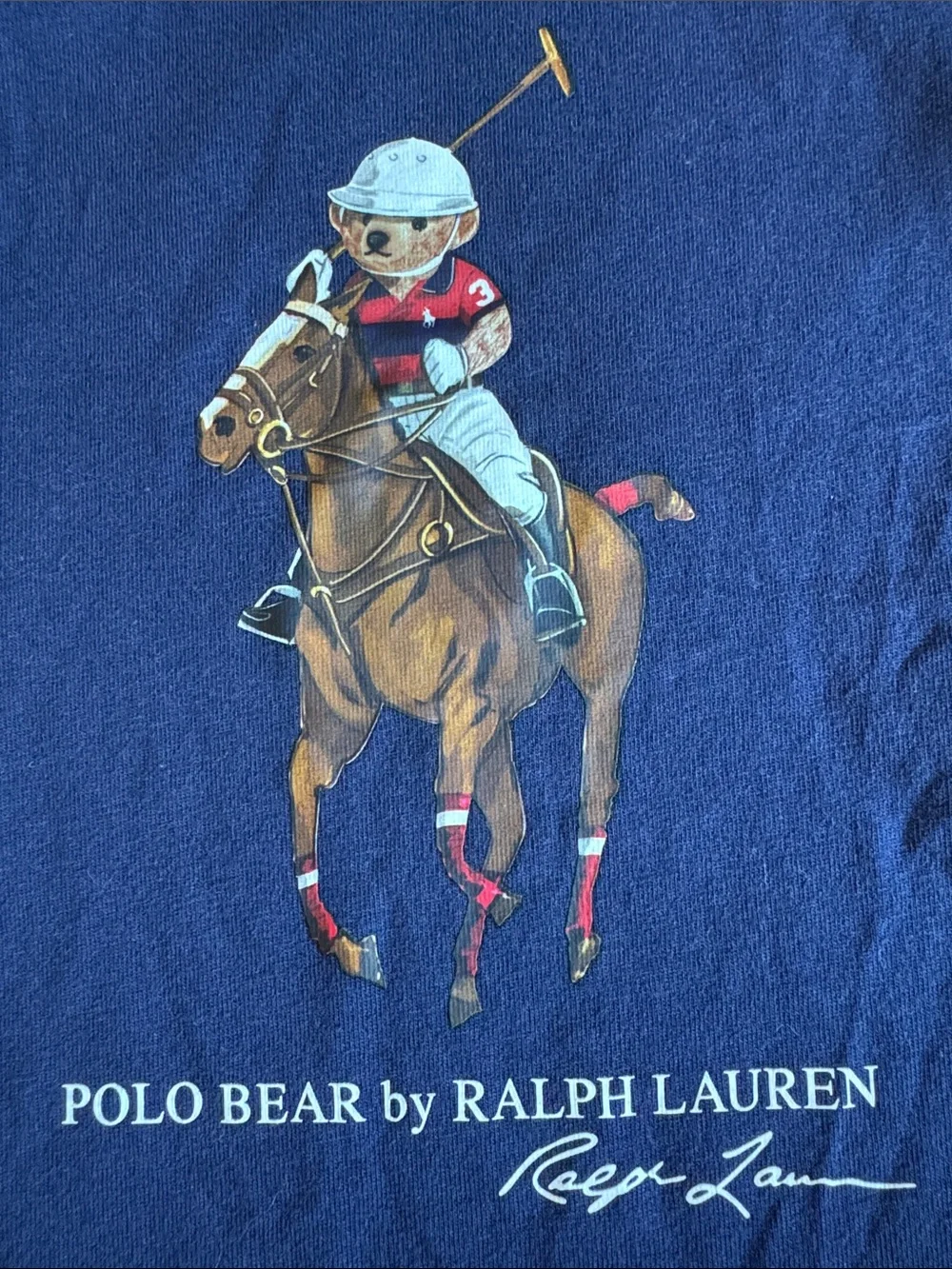 Ralph Lauren Navy Long-Sleeve Polo Bear Bodysuit size 6M